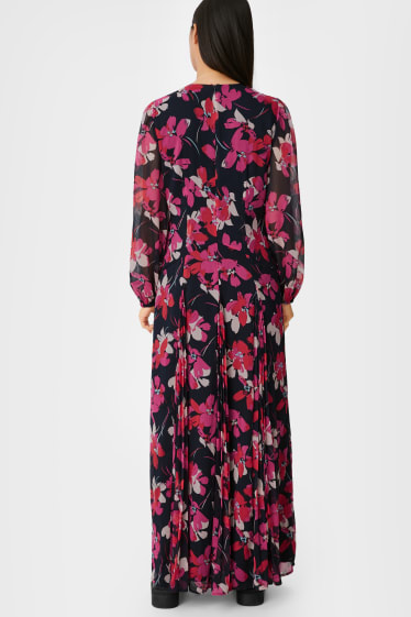 Women - Chiffon dress - floral - dark blue