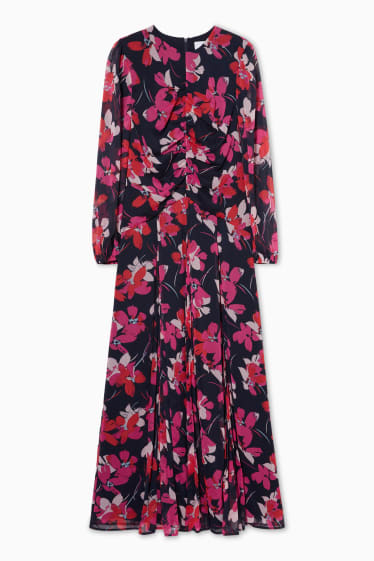 Women - Chiffon dress - floral - dark blue