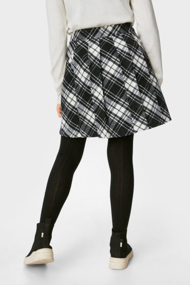 Children Girls - Set - flannel skirt and tights - 2 piece - black