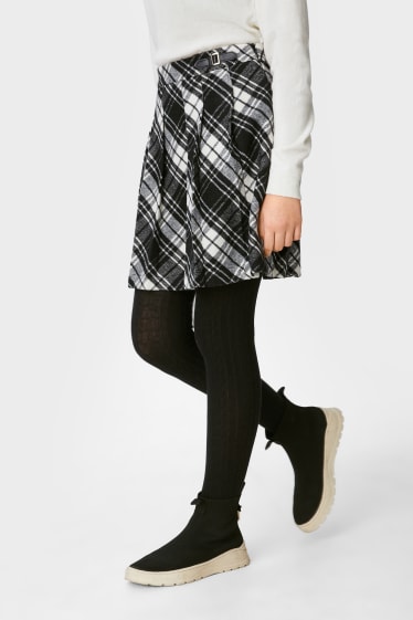 Children - Set - flannel skirt and tights - 2 piece - black