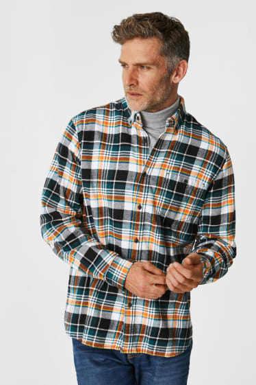 Hommes - Chemise en flanelle - regular fit - col button down - à carreaux - coloré