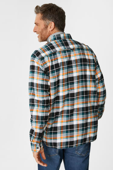 Hommes - Chemise en flanelle - regular fit - col button down - à carreaux - coloré