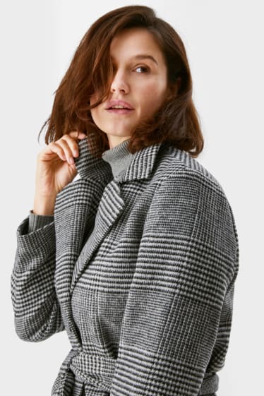 Women - Coat - check - gray-melange