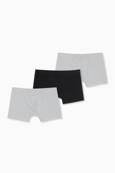 Men - Multipack of 3 - trunks - striped - gray / black