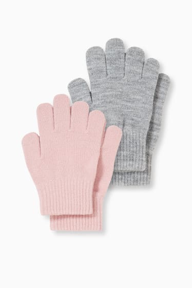 Children - Multipack of 2 - gloves - gray / rose