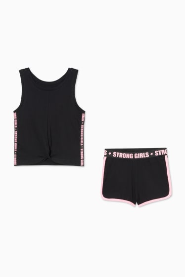 Kinder Mädchen - Set - Top und Shorts - 2 teilig - schwarz