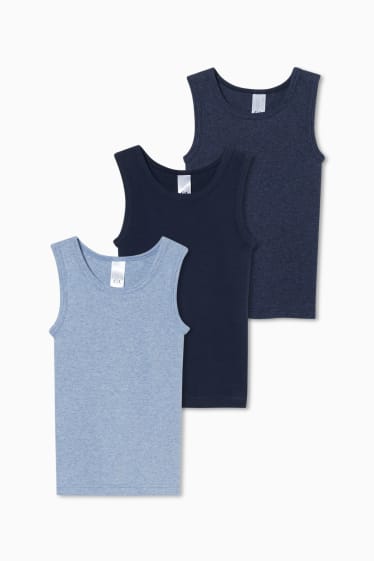 Kinderen - Set van 3 - singlet - donkerblauw