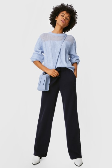 Femmes - Pantalon en cachemire - straight fit - bleu foncé
