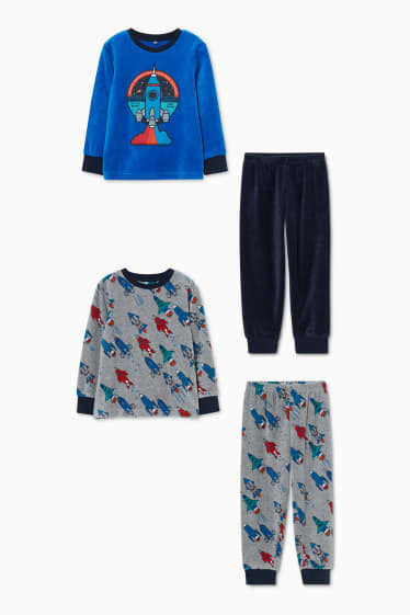 Kinderen - Set van 2 - pyjama - 4-delig - blauw