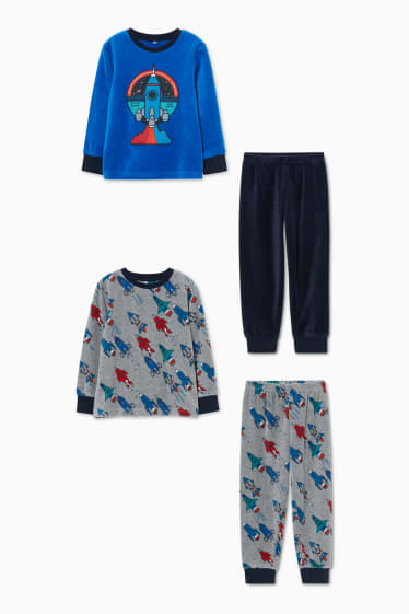Kinder Jungen - Multipack 2er - Pyjama - 4 teilig - blau