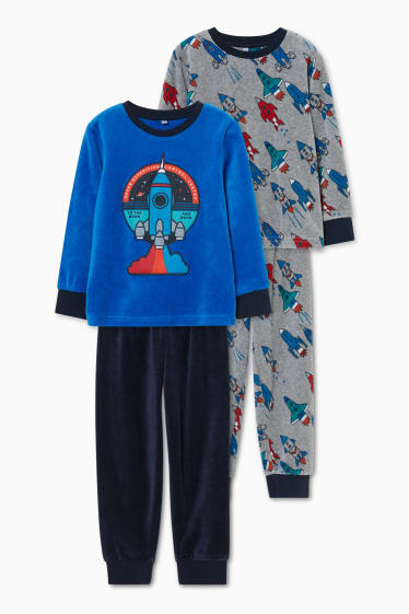Kinder Jungen - Multipack 2er - Pyjama - 4 teilig - blau