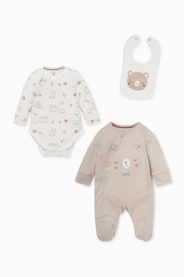 Bébés - Ensemble pour bébé - 3 pièces - marron / beige