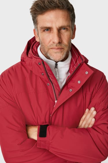 Men - Outdoor jacket with hood  - dark red