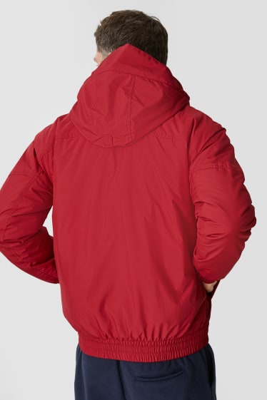 Men - Outdoor jacket with hood  - dark red