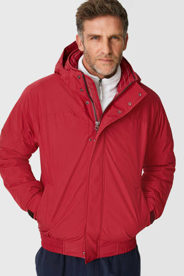 Pánské - Funkční bunda s kapucí  - tmavočervená