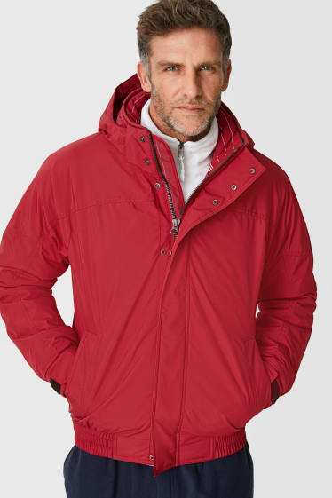 Men - Outdoor jacket with hood  - dark red