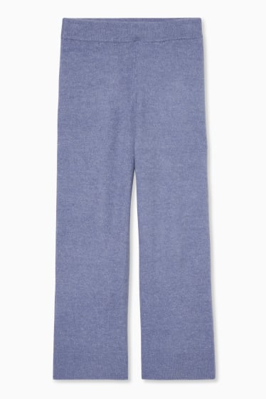 Femmes - Pantalon basique de maille - coupe relax - bleu chiné