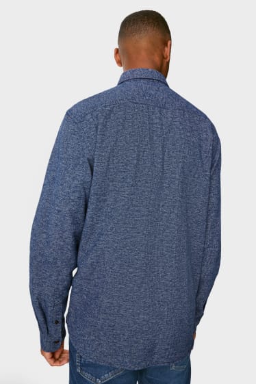 Hombre - Camisa de franela - regular fit - kent - azul oscuro-jaspeado