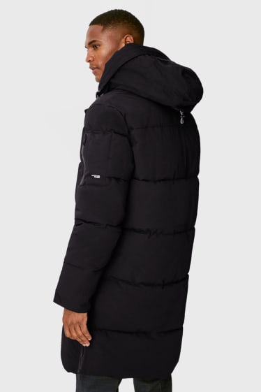 Men - Quilted coat with hood - black
