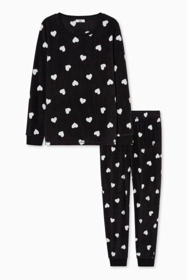Dames - Fleece pyjama - zwart