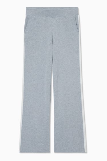 Femmes - Pantalon - jambes larges - gris clair chiné
