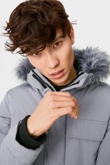 Men - CLOCKHOUSE - quilted jacket with hood - gray