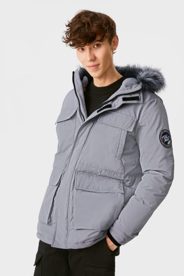 Men - CLOCKHOUSE - quilted jacket with hood - gray