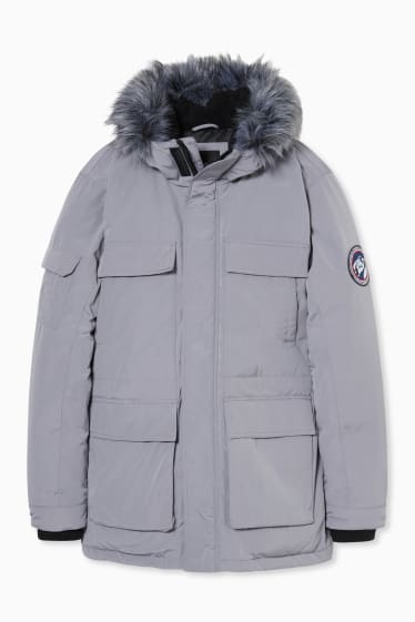 Hommes - CLOCKHOUSE - veste matelassée à capuche - gris