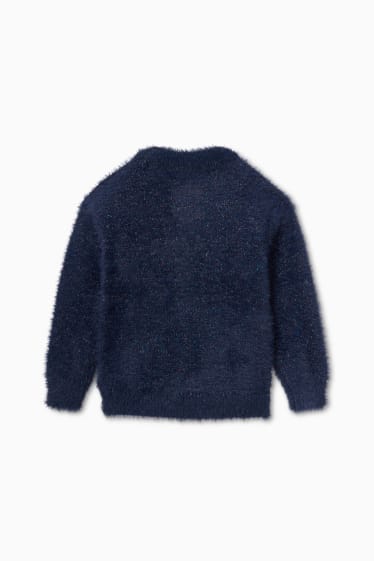Dzieci - Jednorożec - sweter - efekt połysku - ciemnoniebieski