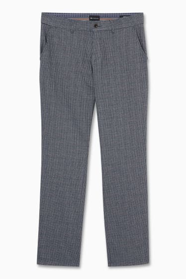 Pánské - Kalhoty chino - regular fit - kostkované - šedá-žíhaná