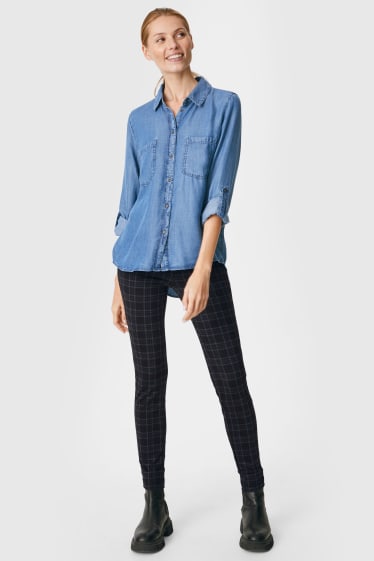 Women - Jersey trousers - check - black