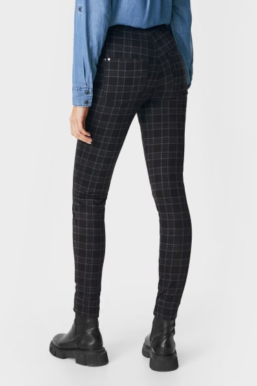 Women - Jersey trousers - check - black