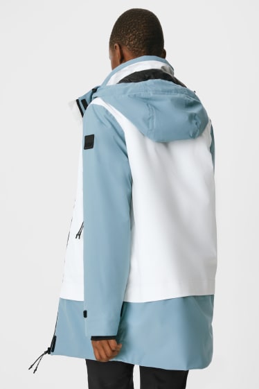 Women - Ski jacket with hood - white / turquoise