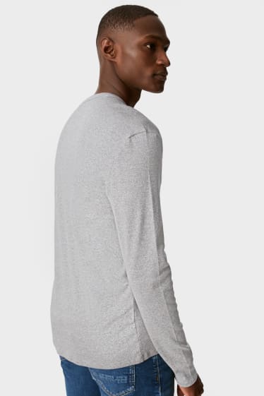 Hombre - Camiseta básica de manga larga - gris jaspeado