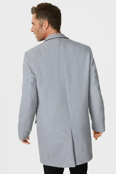 Hommes - Manteau - laine mélangée - gris clair chiné
