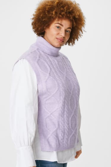 Femei - Vestă tricotată cu legare laterală  - violet deschis