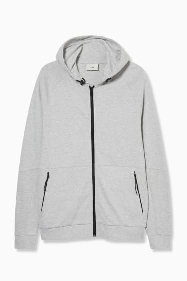 Men - Zip-through sweatshirt with hood - light gray-melange