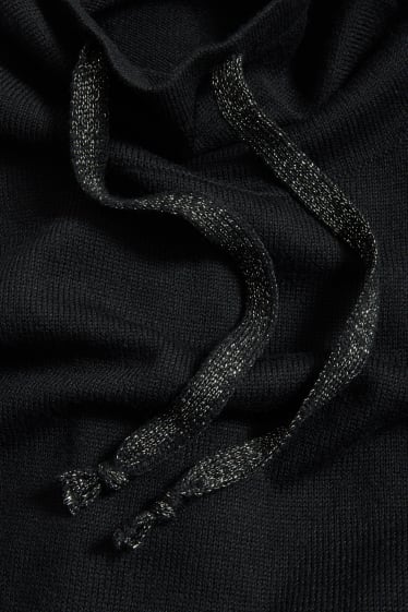 Femmes - Robe en maille fine - finition brillante - noir