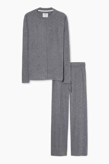 Damen - Pyjama - grau-melange