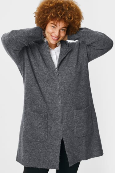 Mujer - Cárdigan con capucha - gris jaspeado