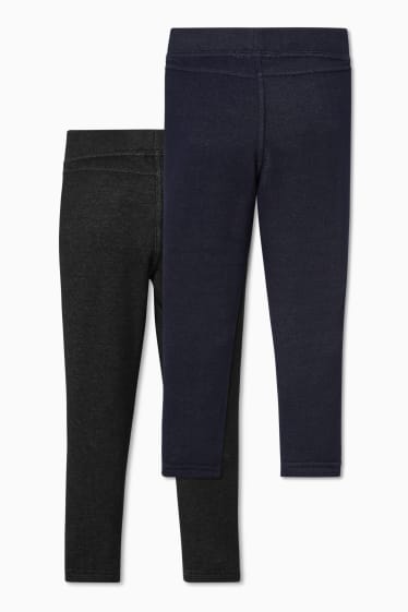 Enfants - Lot de 2 - jeggings chauds - bleu foncé