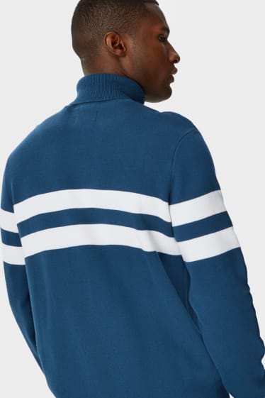 Herren - Rollkragenpullover - blau