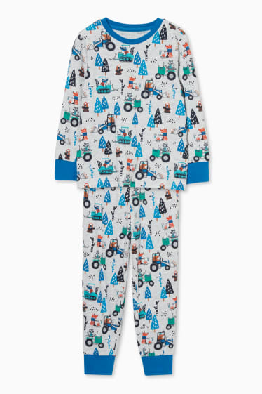 Kinder - Pyjama - 2 teilig - hellgrau-melange