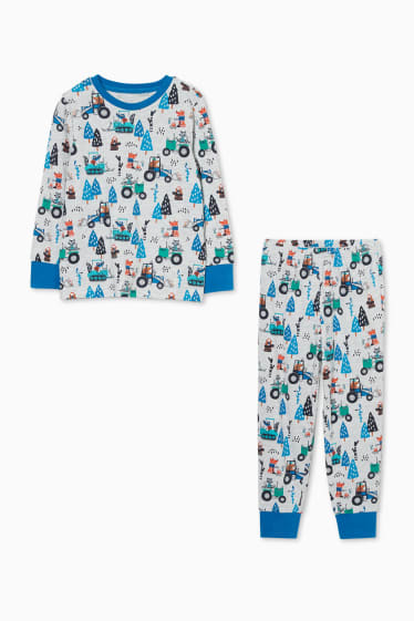 Kinder - Pyjama - 2 teilig - hellgrau-melange
