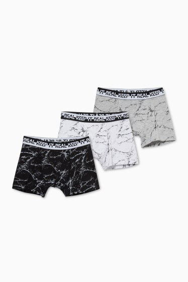 Enfants garçons - Lot de 3 - boxers - gris / noir