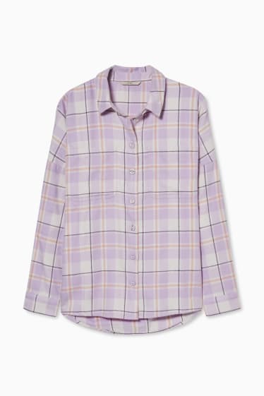 Femei - CLOCKHOUSE - bluză din flanel - în carouri - violet deschis