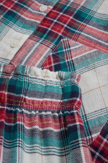 Women - Flannel pyjamas - check - white