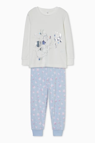 Kinderen - Minnie Mouse - pyjama - 2-delig - glanseffect - wit / blauw