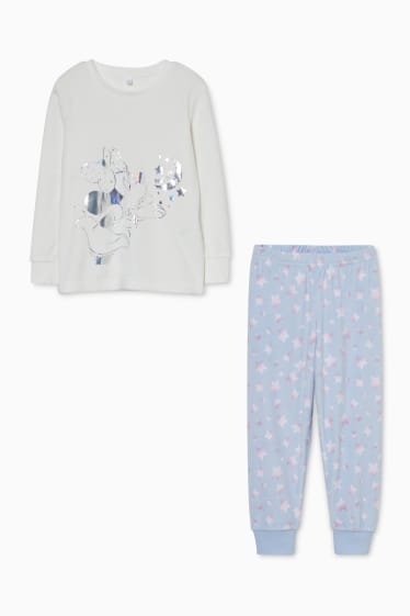 Kinderen - Minnie Mouse - pyjama - 2-delig - glanseffect - wit / blauw