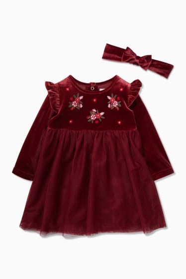 Baby Mädchen - Baby-Outfit - 2 teilig - dunkelrot
